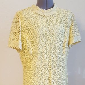 Vintage 60s Buttercream Lace Dress